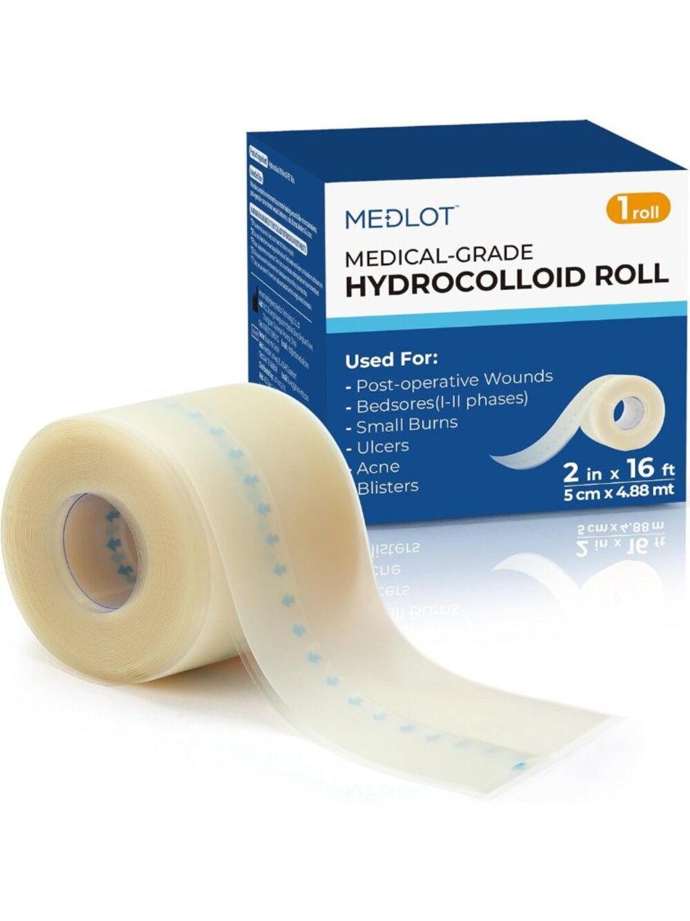 Hydrocolloid Wound Care Roll - 2in x 16ft, Acne Pimple Patch, Skin Healing
